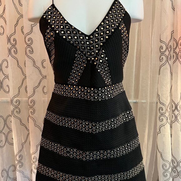 Sexy Studded Dress - Black - Picture 1 of 3